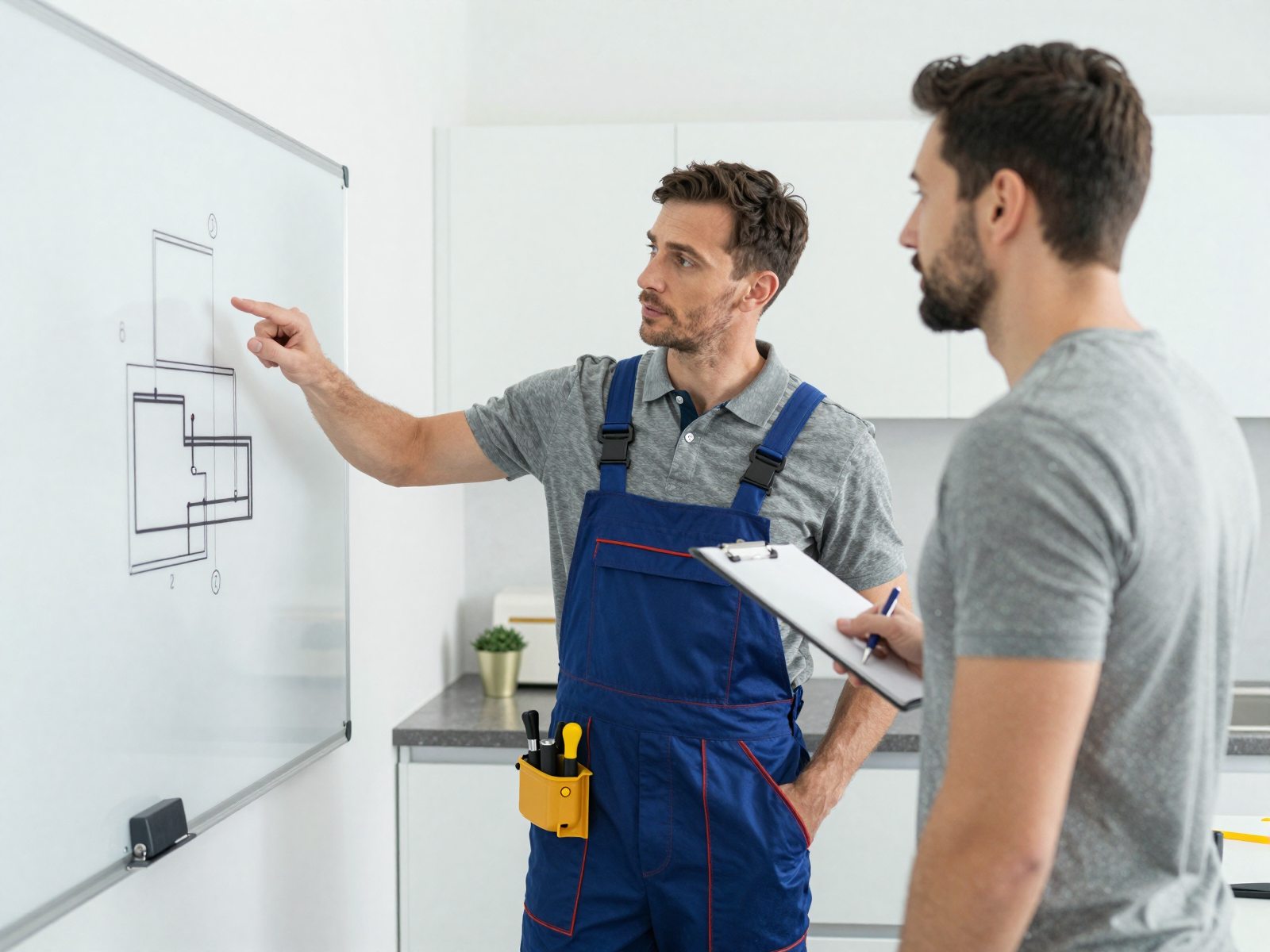 Advanced Water Systems team member consulting with homeowner